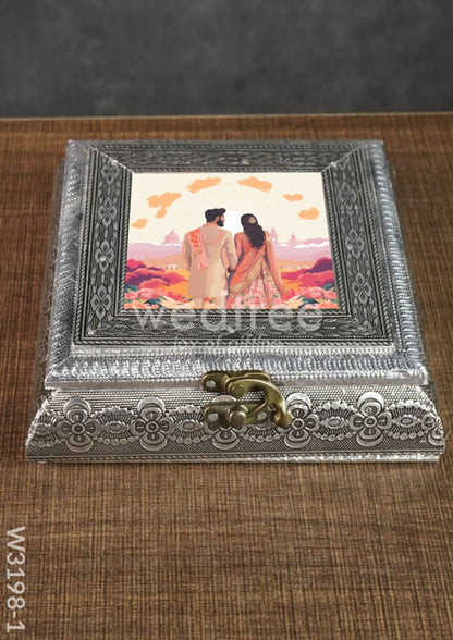 Oxidised photo box square shaped small -7x7 inch - W3198