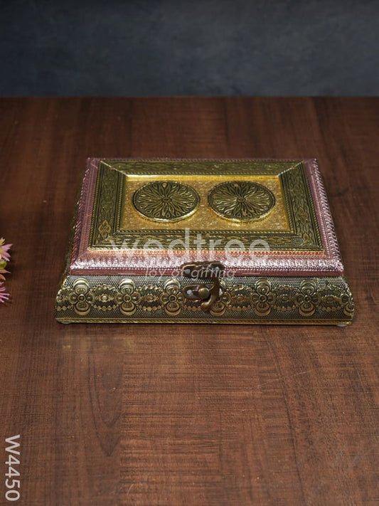 Oxidised rectangle dry fruit box - W4450