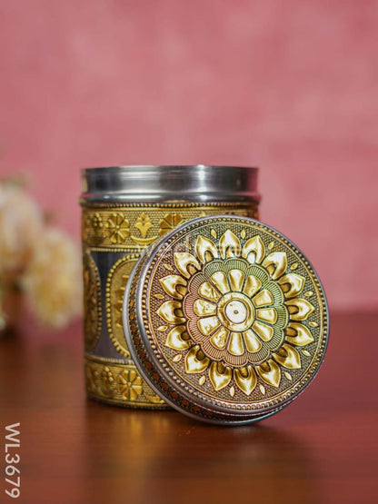 Oxidized Dabba in gold finish - 5.5 inch - WL3679