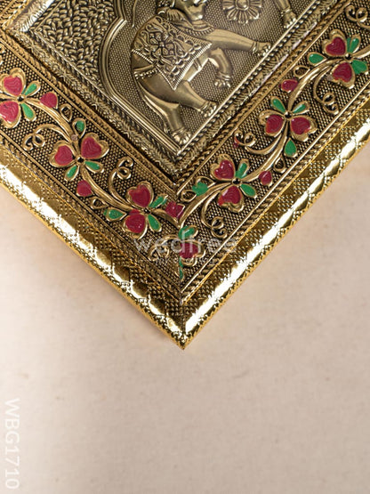 Oxidized Dry Fruit Box Embossed with Elephant - 9x7 inch - WBG1710