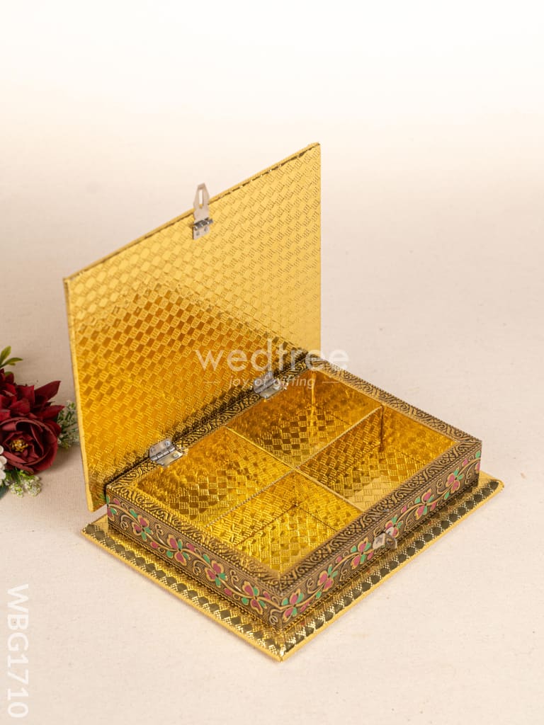 Oxidized Dry Fruit Box Embossed with Elephant - 9x7 inch - WBG1710