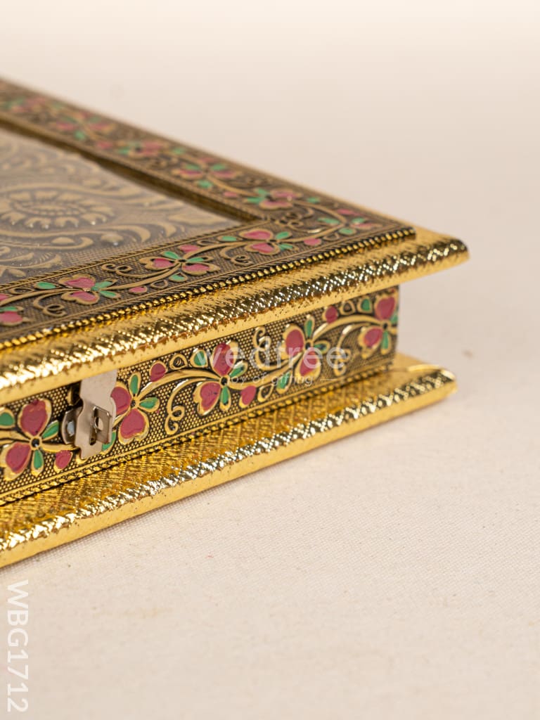 Oxidized Dry Fruit Box Embossed with Flower - 10x10 inch - WBG1712