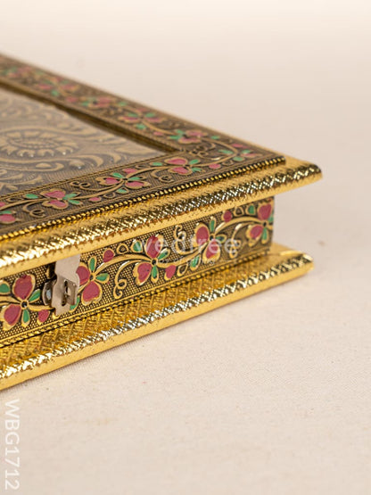 Oxidized Dry Fruit Box Embossed with Flower - 10x10 inch - WBG1712