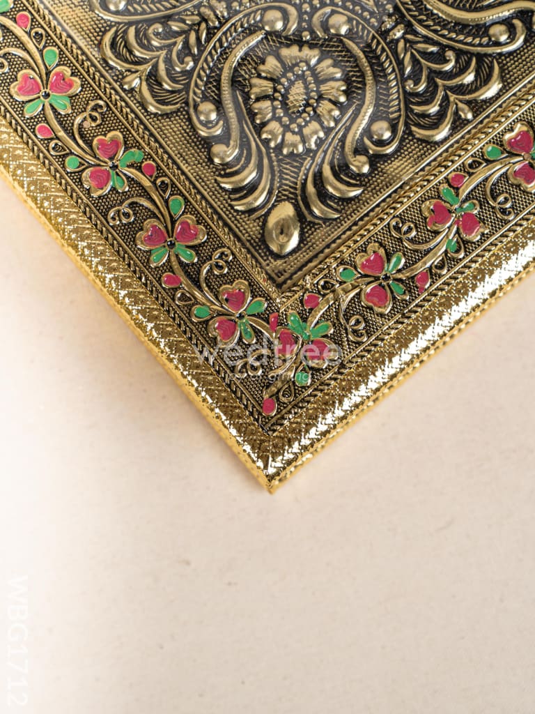 Oxidized Dry Fruit Box Embossed with Flower - 10x10 inch - WBG1712