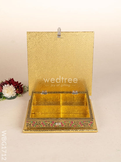 Oxidized Dry Fruit Box Embossed with Flower - 10x10 inch - WBG1712