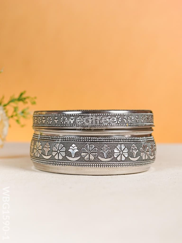 Oxidized Ganesha Poori Box - Silver - WBG1590-1