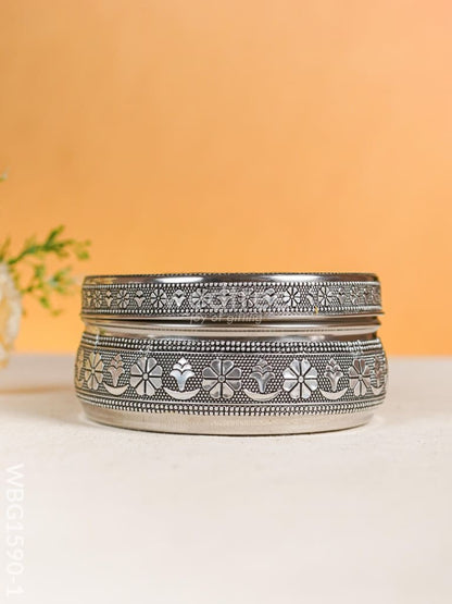 Oxidized Ganesha Poori Box - Silver - WBG1590-1