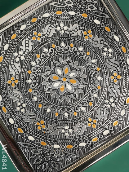 Oxidized Meenakari Masala Box - 9 inch - WL4841