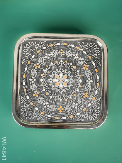 Oxidized Meenakari Masala Box - 9 inch - WL4841