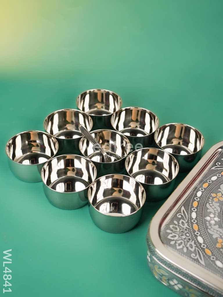 Oxidized Meenakari Masala Box - 9 inch - WL4841
