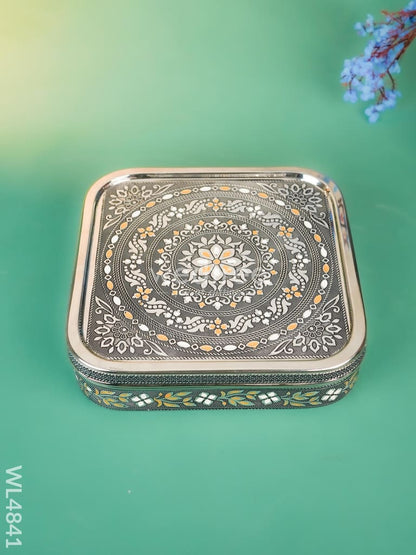Oxidized Meenakari Masala Box - 9 inch - WL4841
