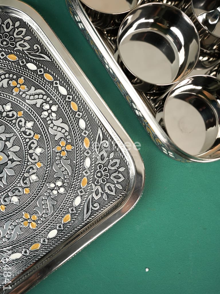 Oxidized Meenakari Masala Box - 9 inch - WL4841