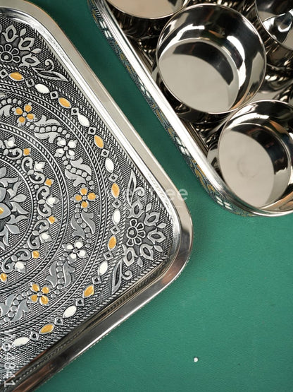 Oxidized Meenakari Masala Box - 9 inch - WL4841