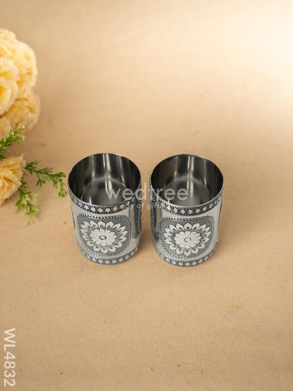 Oxidized Water Bottle with Oxidized Glass - Set of 2 - 10 inch - WL4832