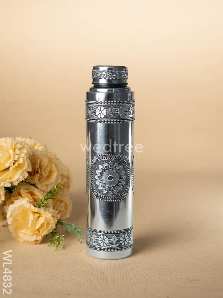 Oxidized Water Bottle with Oxidized Glass - Set of 2 - 10 inch - WL4832