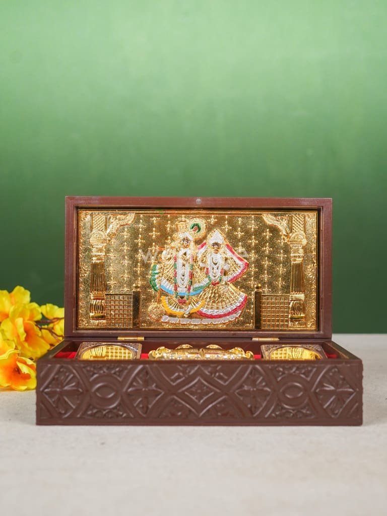 Paduka Prayer Box - Large - Radha-Krishna - 8 inch - WL4804