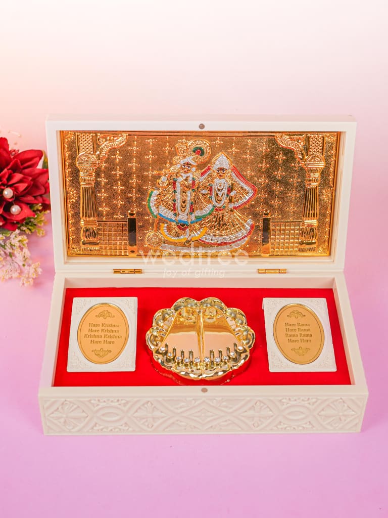 Paduka Prayer Box - Large - Radha-Krishna - 8 inch - WL4804