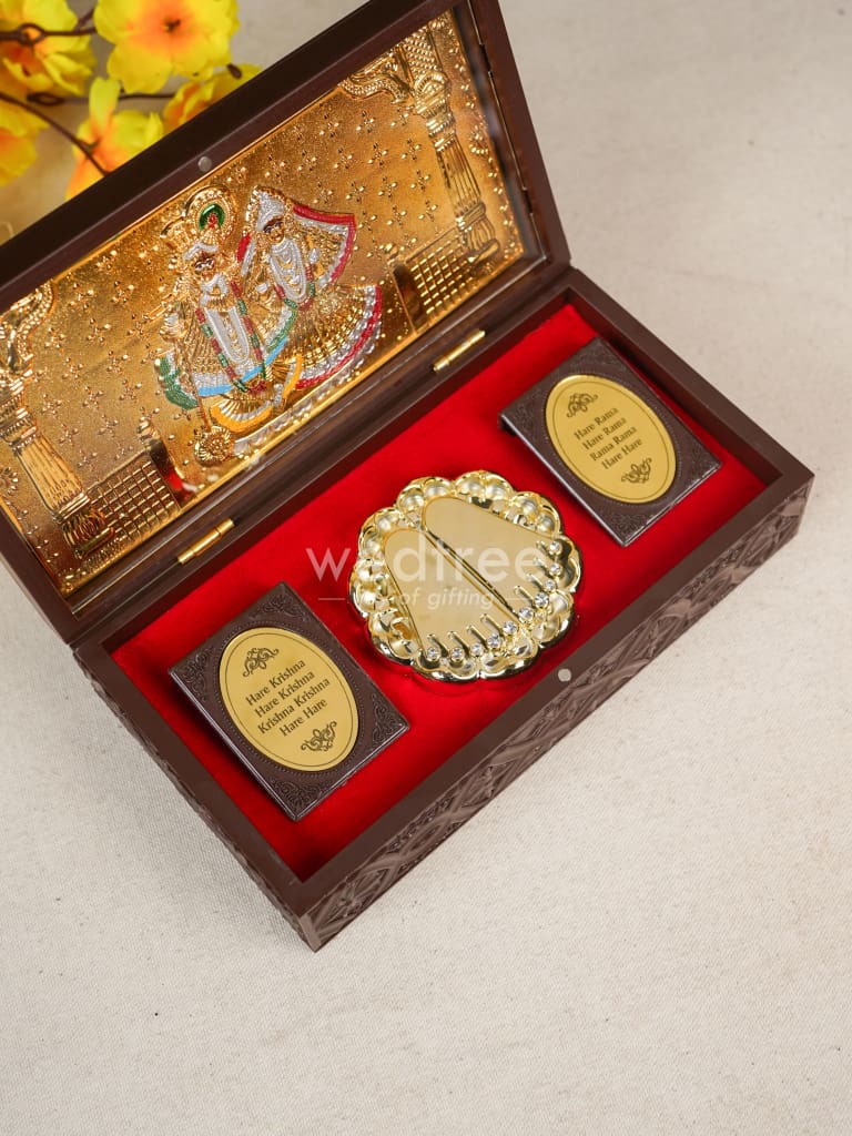 Paduka Prayer Box - Large - Radha-Krishna - 8 inch - WL4804