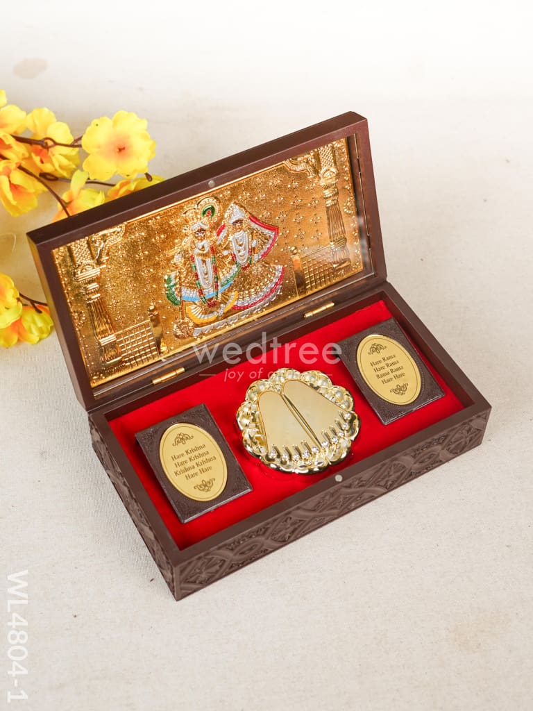 Paduka Prayer Box - Large - Radha-Krishna - 8 inch - WL4804