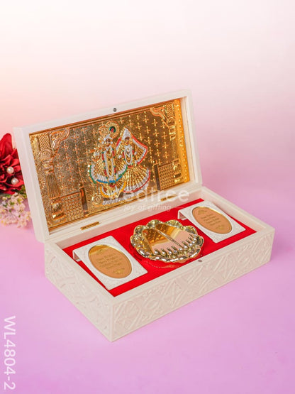 Paduka Prayer Box - Large - Radha-Krishna - 8 inch - WL4804