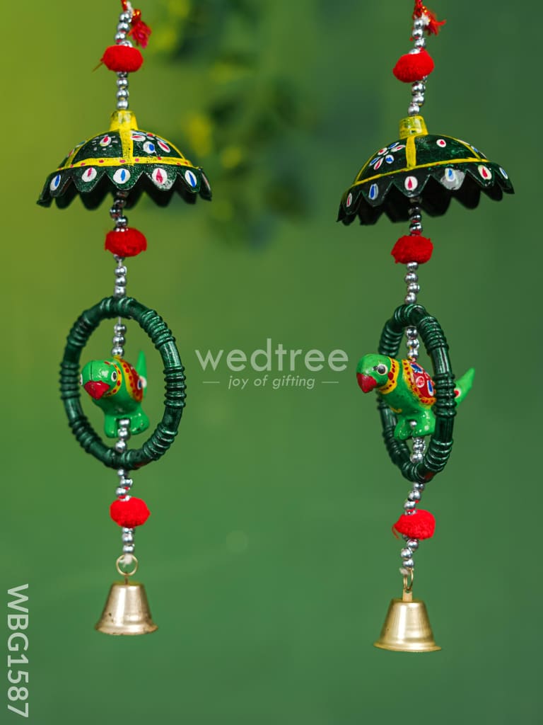 Parrot Thoran with Bells - Set of 2 - WBG1587