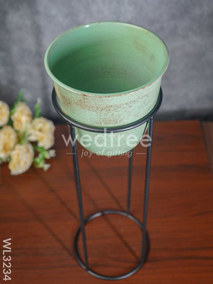 Pastel Green Planter Pot & Stand - WL3234