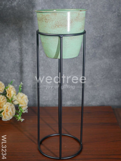 Pastel Green Planter Pot & Stand - WL3234