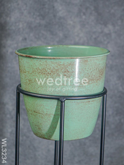 Pastel Green Planter Pot & Stand - WL3234