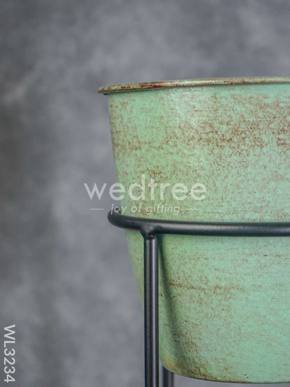 Pastel Green Planter Pot & Stand - WL3234