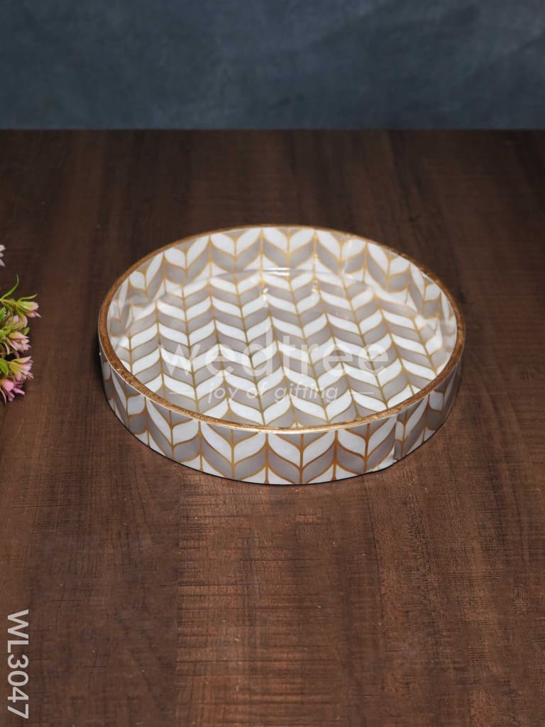 Pastel Grey with Gold Digital Printed Tray - Set of 2 - WL3047