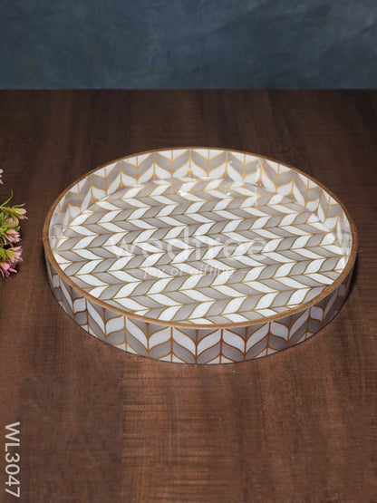 Pastel Grey with Gold Digital Printed Tray - Set of 2 - WL3047
