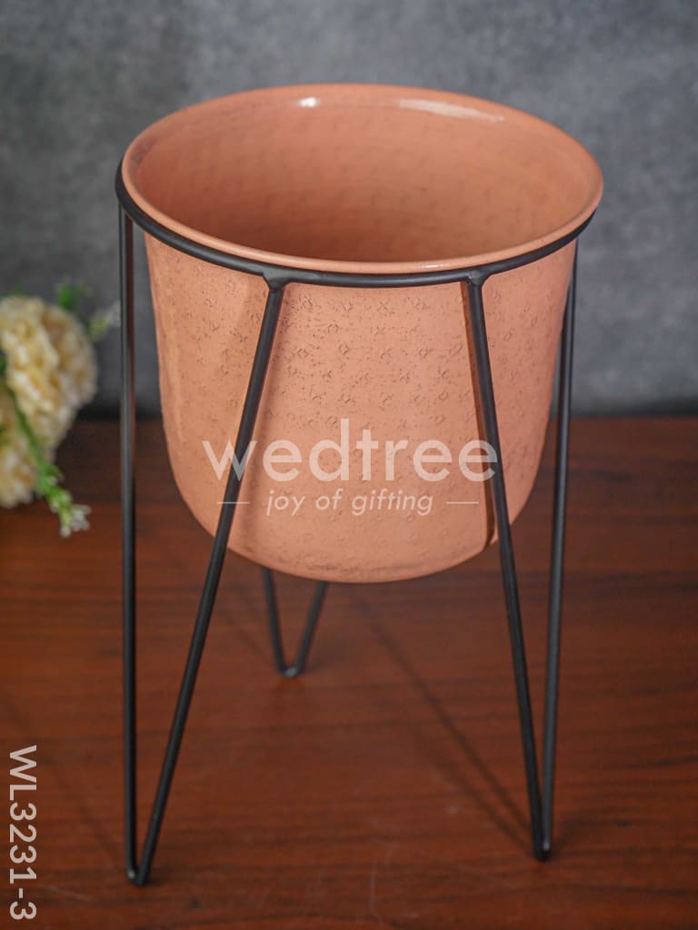 Peach Planter Pot & Stand - WL3231