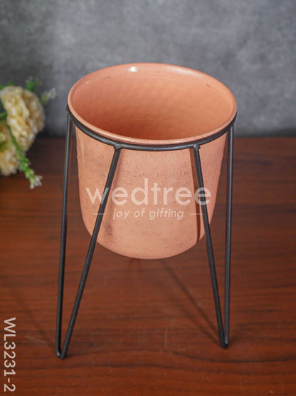 Peach Planter Pot & Stand - WL3231