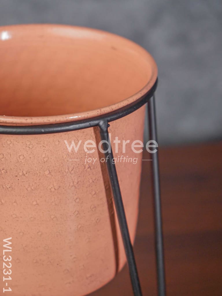 Peach Planter Pot & Stand - WL3231