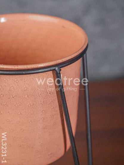 Peach Planter Pot & Stand - WL3231