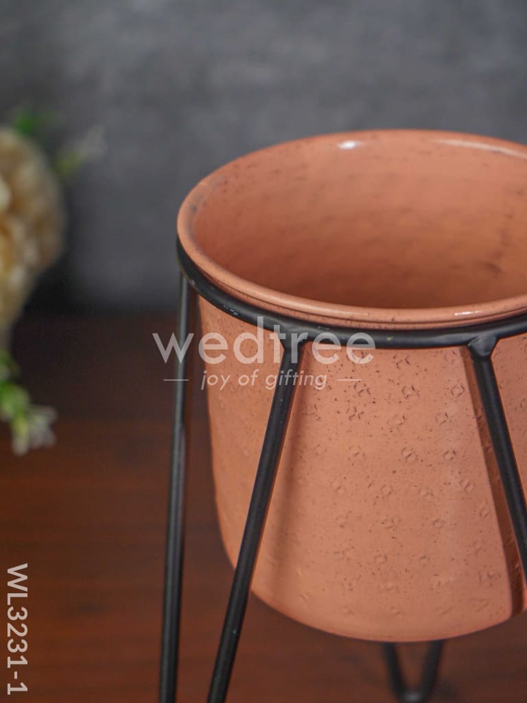 Peach Planter Pot & Stand - WL3231