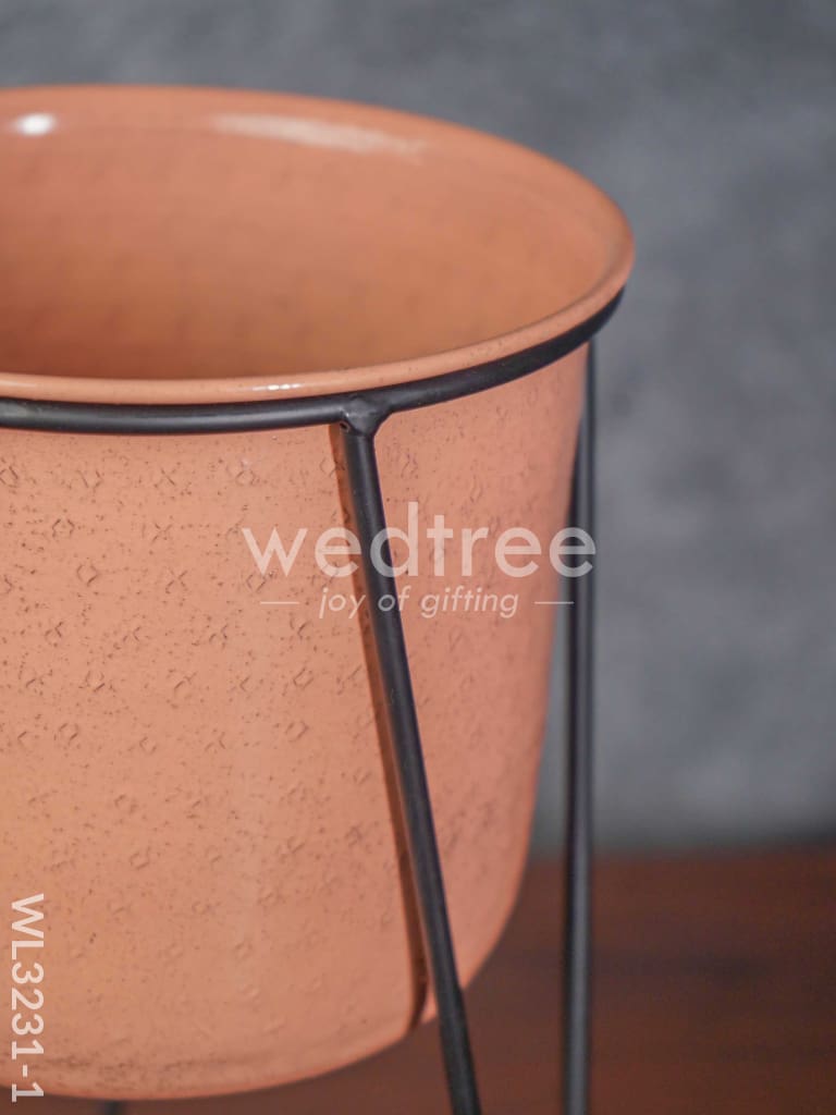 Peach Planter Pot & Stand - WL3231
