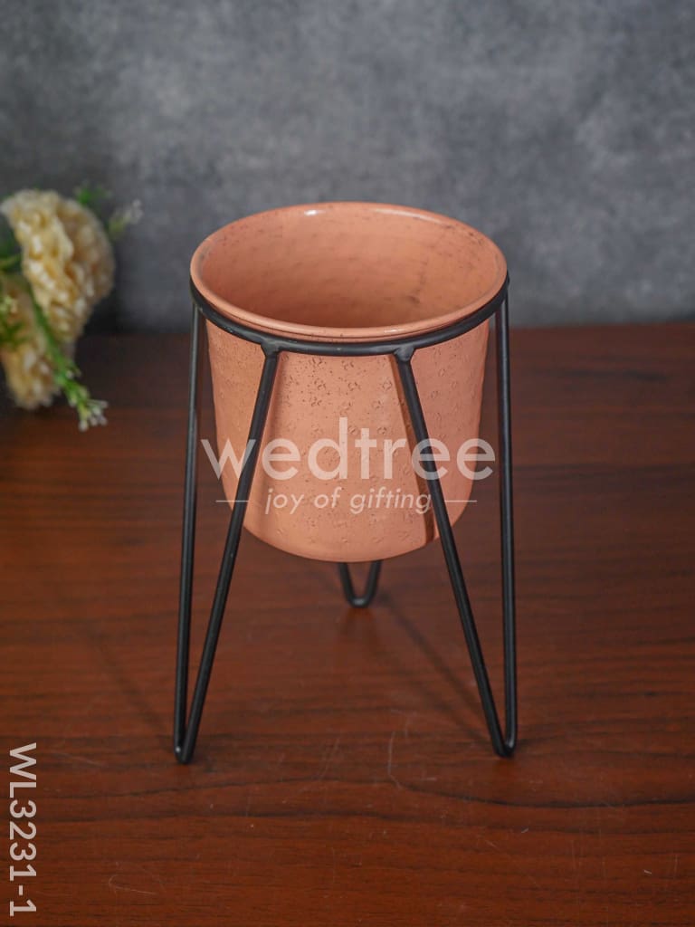 Peach Planter Pot & Stand - WL3231