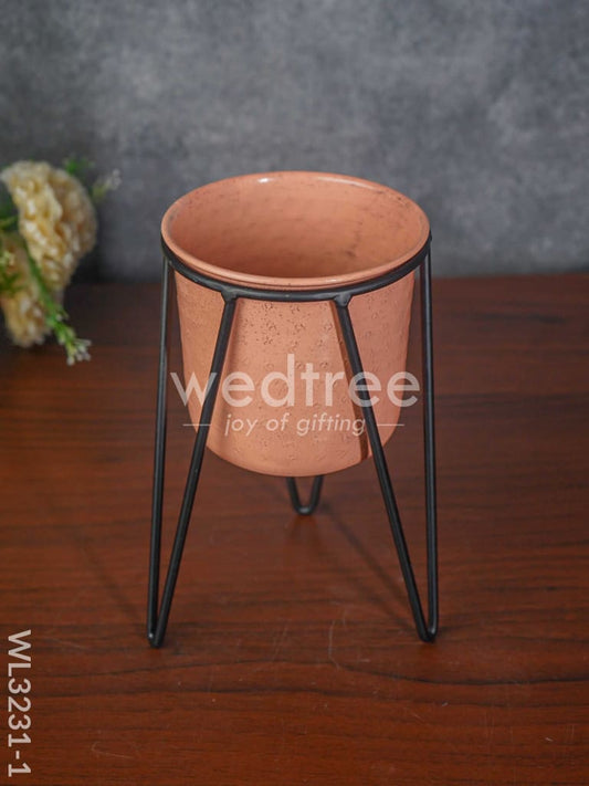 Peach Planter Pot & Stand - WL3231