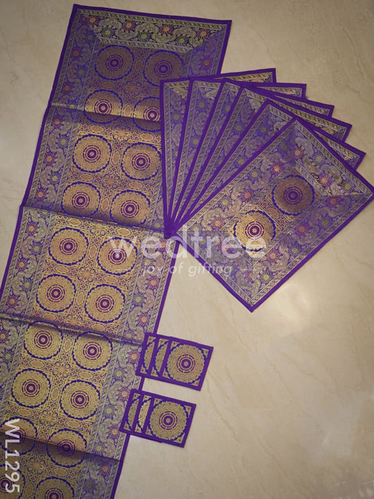 Peacock Design Cotton Table Cloth with Tea Coaster Covers - WL1295