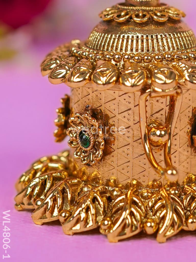 Peacock Kumkum Holder - 3 inch - Gold - WL4806-1