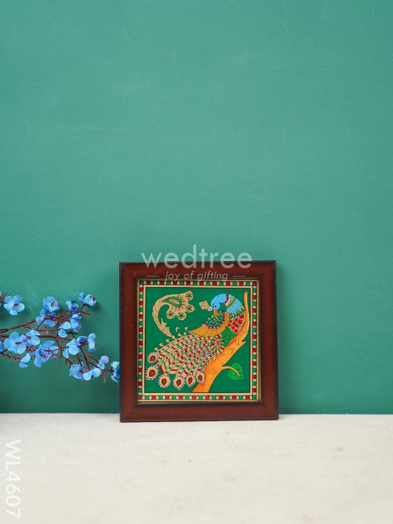 Peacock Reverse Glass Painting Frame - 4x4 inch - WL4607