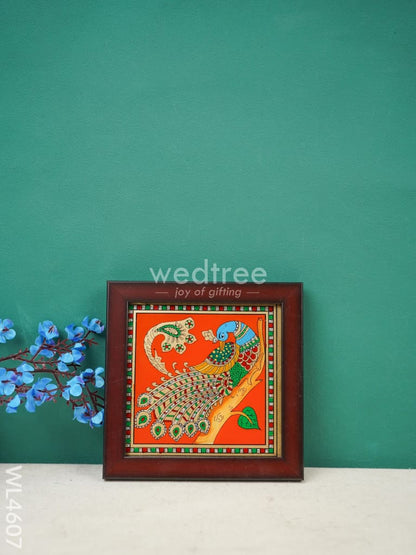 Peacock Reverse Glass Painting Frame - 4x4 inch - WL4607
