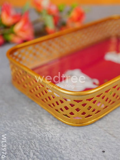 Pichwai Design Tray with Gold Frame - WL3976
