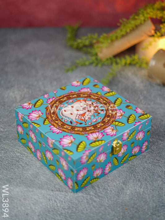Pichwai Floral Dry Fruit Box with 4 Partions - WL3894