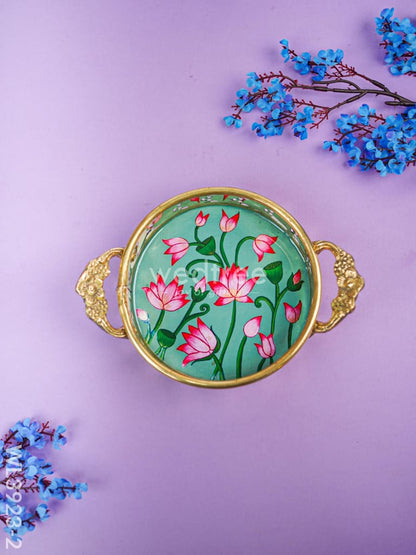 Pichwai Printed Brass Tray - 6 inch - WL3923