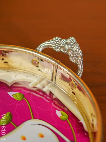 Pichwai Printed Brass Tray - 9 inch - WL3810