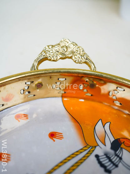 Pichwai Printed Brass Tray - 9 inch - WL3810