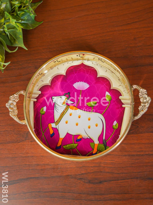 Pichwai Printed Brass Tray - WL3810