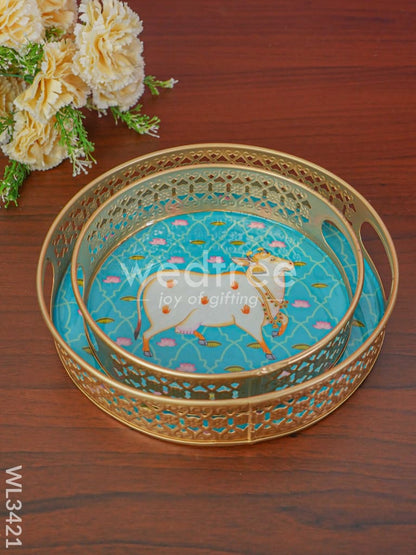 Pichwai Printed Tray - Set of 2 - WL3421
